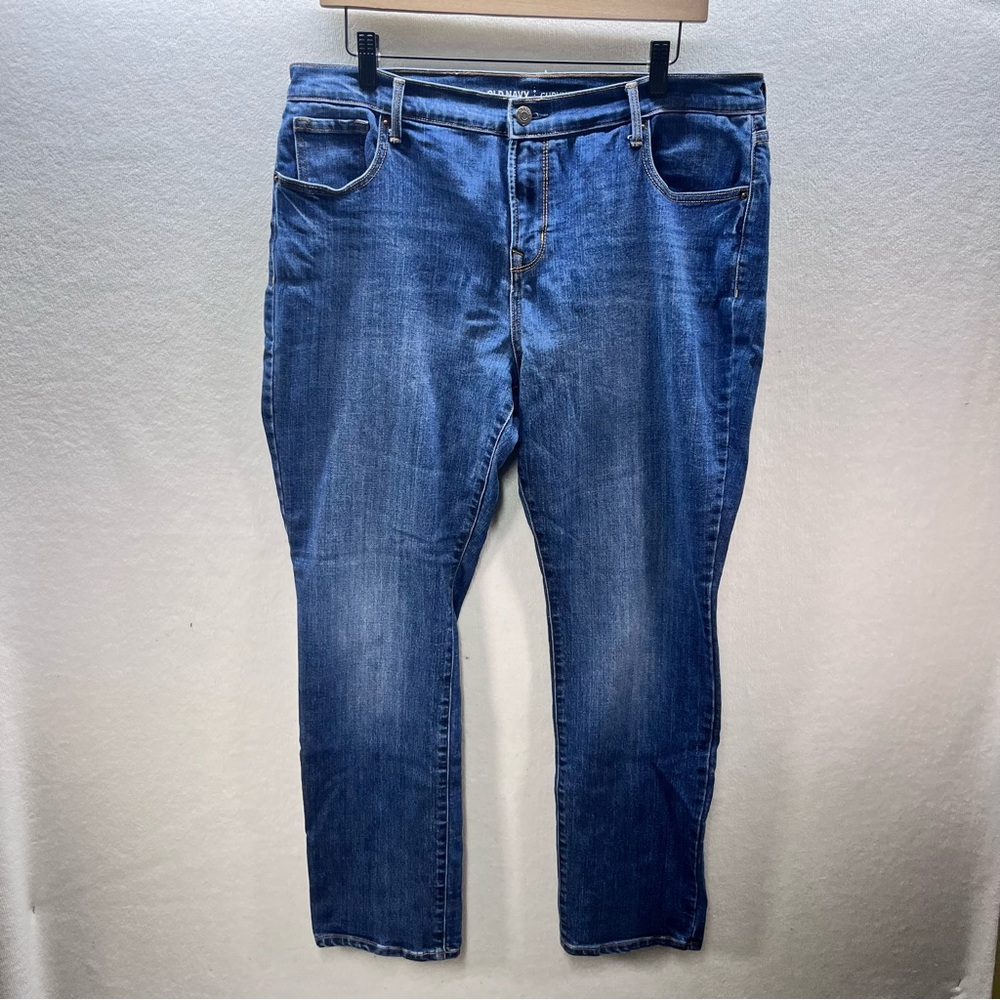 Old Navy mid Rise Curvy Profile Jeans Womens 14 Short Stretch‎ Blue Denim 3092